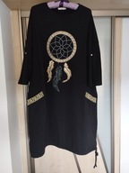 SUKIENKA CZARNA ZE ZŁOTYMI DŻETAMI NA PRZODZIE R.50