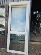 DRZWI Zewnętrzne Plastikowe PCV Wejściowe Przeszklone 95x228cm Białe/Orzech