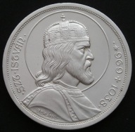 Węgry 5 pengo 1938 - król Święty Stefan - 900 rocznica śmierci - srebro