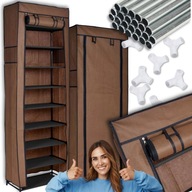 PÓŁKA REGAŁ SZAFKA NA BUTY DUŻA MATERIAŁOWA ZAMYKANA BRĄZOWA STOJAK 9 PÓŁEK