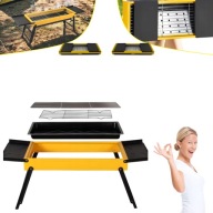 GRILL WĘGLOWY OGRODOWY MAŁY TURYSTYCZNY PRZENOŚNY SKŁADANY STALOWY + PÓŁKI