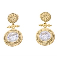 67229 Kolczyki 18K pozłacane 29/15 MM eleganckie z kryształkami