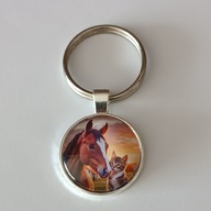 Brelok do kluczy, szkło, konie