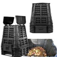 KOMPOSTOWNIK OGRODOWY DUŻY DOMOWY PLASTIKOWY 740l JEDNOKOMOROWY CZARNY