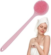 Miękka silikonowa szczotka do pleców z długim uchwytem różowa