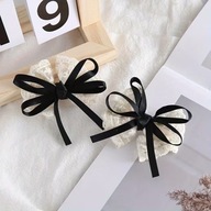 SPINKA 4 szt czarne aksamit złote vintage modne retro anime perła kokarda