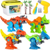 MEGA ZESTAW KLOCKI KONSTRUKCUJNE DINOZAURY DLA DZIECI WKRETARKA SRUBOKRĘT