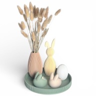 Wielkanocny zestaw dekoracyjny z tacą – zajączki + jajko + wazon Wielkanoc