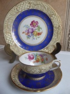 SCHUMANN piękne stare TRIO Mocca kobalt, złocenia