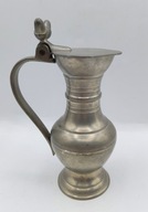 Cyna ciekawy stara dzbanek kufel ozdobny z cyny z żołędziami - sygnowany