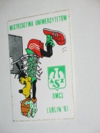 AZS UMSC LUBLIN Mistrzostwa Uniwersytetów w koszykówce 1987 naklejka