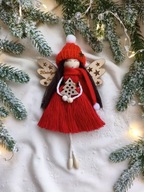 Anioł Świąteczny czerwony Aniołek na święta ozdoba choinkowa wesołych świąt