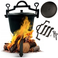 KOCIOŁEK GARNEK ŻELIWNY MYŚLIWSKI WĘGIERSKI PIECZONKI 8L NA OGNISKO GRILL