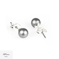 Ea2691 Kolczyki stal sztyft perła szary mat 0.5cm
