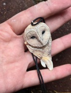 Płomykówka Naszyjnik rękodzieło żywica sowa rzeźba handmade