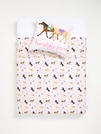 Komplet Pościeli 160x200 cm beżowa koń 100% bawełna sypialnia + 70x80 cm