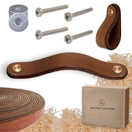 UCHWYT UCHWYTY SKÓRZANY SKÓRZANE MEBLOWE RĄCZKA 2,5CM SZEROKI LEATHER 128MM