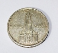 Srebrna moneta 5 marek III Rzesza Kościół Mennica F 1934 oryginał