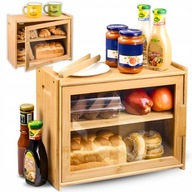 DUŻY PRAKTYCZNY OGRANIZER NA ŻYWNOŚĆ BAMBUSOWY DWUPOZIOMOWY