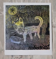 Koteł. 30 × 30 cm. 2025 r. (linoryt kol.)