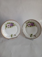 Dwa talerze deserowe w bratki porcelana