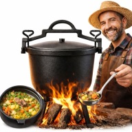 KOCIOŁEK ŻELIWNY GARNEK MYŚLIWSKI WĘGIERSKI PIECZONKI 8 L OGNISKO GRILL