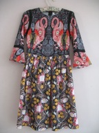 COMINO COUTURE SUKIENKA W KWIATY PTAKI 36