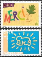 Francja 2003 Znaczki 3679-80 ** pozdrowienia dzieci podziękowania