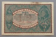 1/2 marki polskiej z 1920 rok ,BARDZO ŁADNE bez seria i numerów , RZADKIE