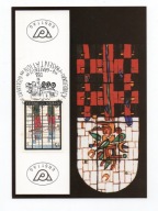 Karta maksimum witraż Złote drzewa Inków Giselberta Hoke. 1988r.