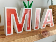 MIA - napis, IMIE 3D, litery z żywicą perłową, prezent, dekoracja