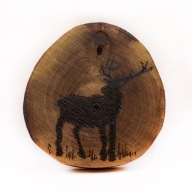 DREWNIANA RĘCZNIE WYPALANA PODKŁADKA POD KUBEK “JELEŃ" HANDMADE