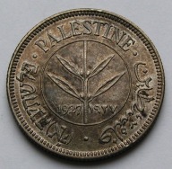 Palestyna-50 Mils 1927-Ag ,piękna