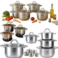 ZESTAW GARNKÓW HÖFFNER GARNKI ZE STALI NIERDZEWNEJ STAL NIERDZEWNA 12 EL.