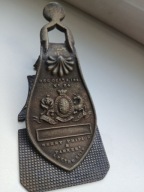 Wiktoriański mosiężny klips do listów z herbem „Merry Phipson Makers”, 1842