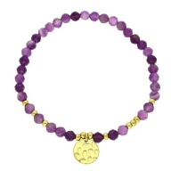 83571 Bransoletka złota stal chirurgiczna koraliki naturalne blaszka