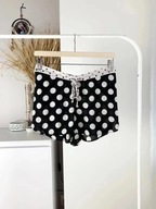 Czarne szorty piżamowe w różowe grochy, wiskozowe, S/M