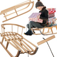 SOLIDNE SANKI DREWNIANE TRADYCYJNE DLA DZIECI Z OPARCIEM I SZNURKIEM