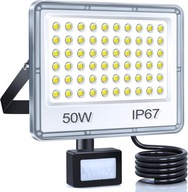 YIQIBRO Reflektor LED 50W czujniki ruchu zewnątrz 5000 lm 7000K IP67