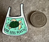 Pin przypinka Żółw Use Less Plastic Foliówka