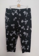 Czarne elastyczne jeansy tregginsy na gumce w kwiatyz wysokim stanem 50