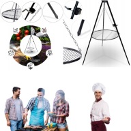 RUSZT STALOWY GRILL NA OGNISKO 80cm TRÓJNÓG DUŻE SOLIDNE PALENISKO OGRODOWE
