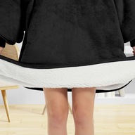 KOCOBLUZA KOC BLUZA OVERSIZE BLUZOKOC GRUBA CIEPŁA DŁUGA CZARNA Z KAPTUREM