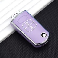 Fioletowo-srebrne etui na kluczyk MAZDA 2 3 5 6 CX-7 CX-9 MX-5- 2 przyciski