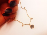 Bransoletka Delikatna Ręka Stopa Złota Brązowa Kwiatek Stal Chirurgiczna