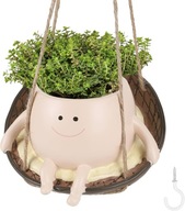 WISZĄCA DONICZKA Z UŚMIECHEM NA KRZEŚLE ŻYWICA DO OGRODU I DOMU BUŹKA TARAS