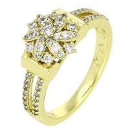 83485 Pierścionek pozłacany 14K średnica 16 mm elegancki z cyrkoniami