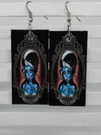 Kolczyki Frankie Frankenstein decoupage prostokąty grafika kamea Handmade