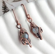 Małe wiszące kolczyki z labradorytem, kamień naturalny, prezent dla siostry