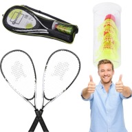 ZESTAW DO BADMINTONA 2 RAKIETY 5 LOTEK PIŁKA I TORBA SPEED BADMINTON